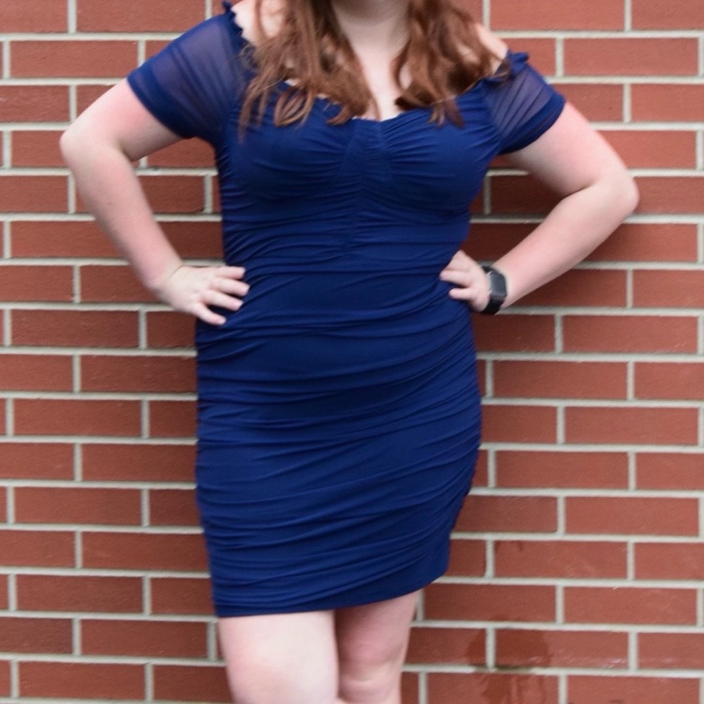 Navy Off-Shoulder Mini Dress